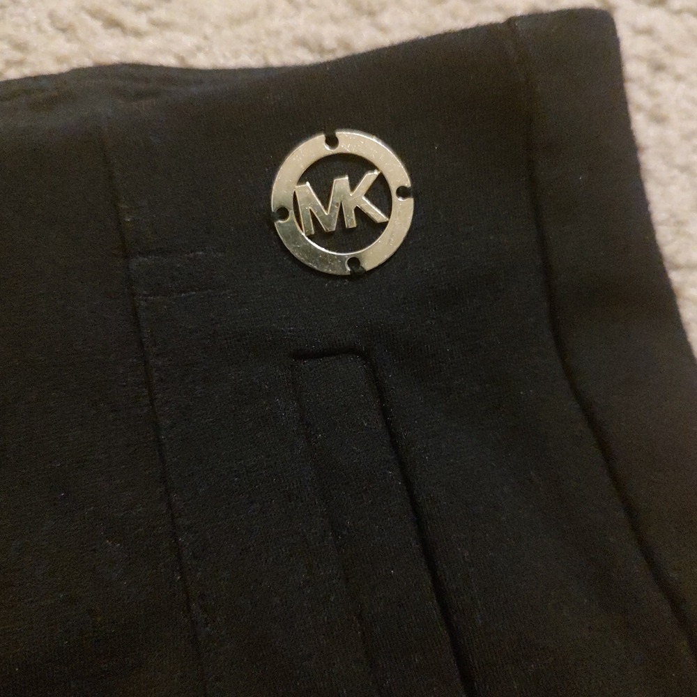 Michael Kors Black Pull On Leggings Slim Fit Pants MK‎ Logo Size Medium - Picture 4 of 5